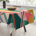 Tropical Jewels, Pastel Jungle Botanical Pastel, Bohemian Eclectic Plants Palms, Exotic Forest Nature Painting Tablecloth Gallery Image 3
