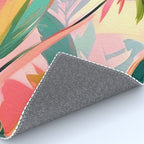 Tropical Jewels, Pastel Jungle Botanical Pastel, Bohemian Eclectic Plants Palms, Exotic Forest Nature Painting Rug Gallery Image 4