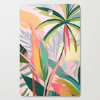 Tropical Jewels, Pastel Jungle Botanical Pastel, Bohemian Eclectic Plants Palms, Exotic Forest Nature Painting Cutting Board Gallery Image 1