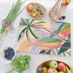 Tropical Jewels, Pastel Jungle Botanical Pastel, Bohemian Eclectic Plants Palms, Exotic Forest Nature Painting Cutting Board Gallery Image 2