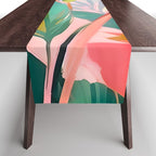 Tropical Jewels, Pastel Jungle Botanical Pastel, Bohemian Eclectic Plants Palms, Exotic Forest Nature Painting Table Runner Gallery Image 1
