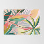 Tropical Jewels, Pastel Jungle Botanical Pastel, Bohemian Eclectic Plants Palms, Exotic Forest Nature Painting Rug Gallery Image 2