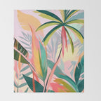 Tropical Jewels, Pastel Jungle Botanical Pastel, Bohemian Eclectic Plants Palms, Exotic Forest Nature Painting Throw Blanket Gallery Image 2