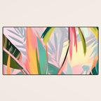 Tropical Jewels, Pastel Jungle Botanical Pastel, Bohemian Eclectic Plants Palms, Exotic Forest Nature Painting Desk Mat Gallery Image 3