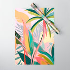 Tropical Jewels, Pastel Jungle Botanical Pastel, Bohemian Eclectic Plants Palms, Exotic Forest Nature Painting Wrapping Paper Gallery Image 1