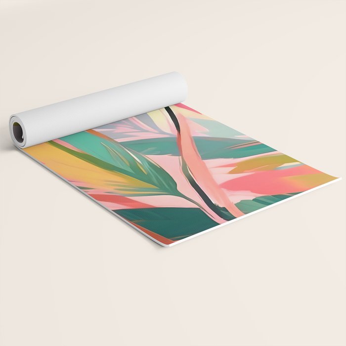 Tropical Jewels, Pastel Jungle Botanical Pastel, Bohemian Eclectic Plants Palms, Exotic Forest Nature Painting Yoga Mat Gallery Image 2