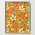 Retro 60s/70s Orange & Olive Green Floral Serving Tray Gallery Image 1