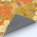 Retro 60s/70s Orange & Olive Green Floral Rug Gallery Image 4