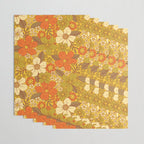 Retro 60s/70s Orange & Olive Green Floral Wrapping Paper Gallery Image 3