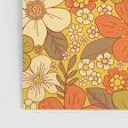 Retro 60s/70s Orange & Olive Green Floral Poster Gallery Image 3