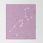 Taurus Zodiac Star Constellation Line Art Pastel Lilac Throw Blanket Gallery Image 2
