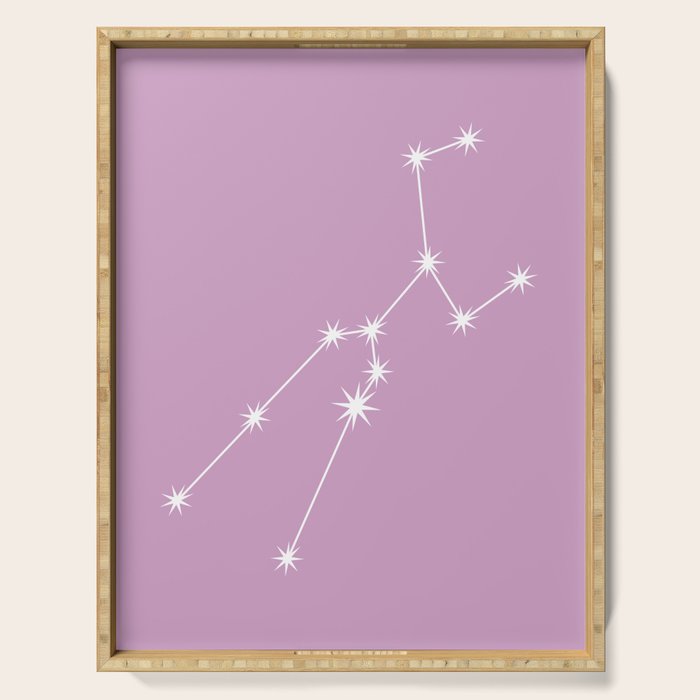 Taurus Zodiac Star Constellation Line Art Pastel Lilac Serving Tray Gallery Image 1