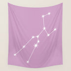 Taurus Zodiac Star Constellation Line Art Pastel Lilac Wall Tapestry Gallery Image 4