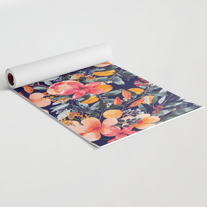 Navy Floral Yoga Mat Gallery Image 2