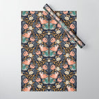 William Morris Inspired Butterfly Pattern - Midnight Garden Wrapping Paper Gallery Image 1