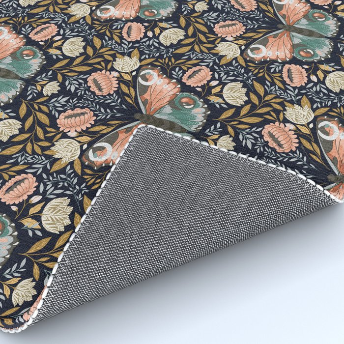 William Morris Inspired Butterfly Pattern - Midnight Garden Rug Gallery Image 4