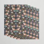 William Morris Inspired Butterfly Pattern - Midnight Garden Wrapping Paper Gallery Image 3