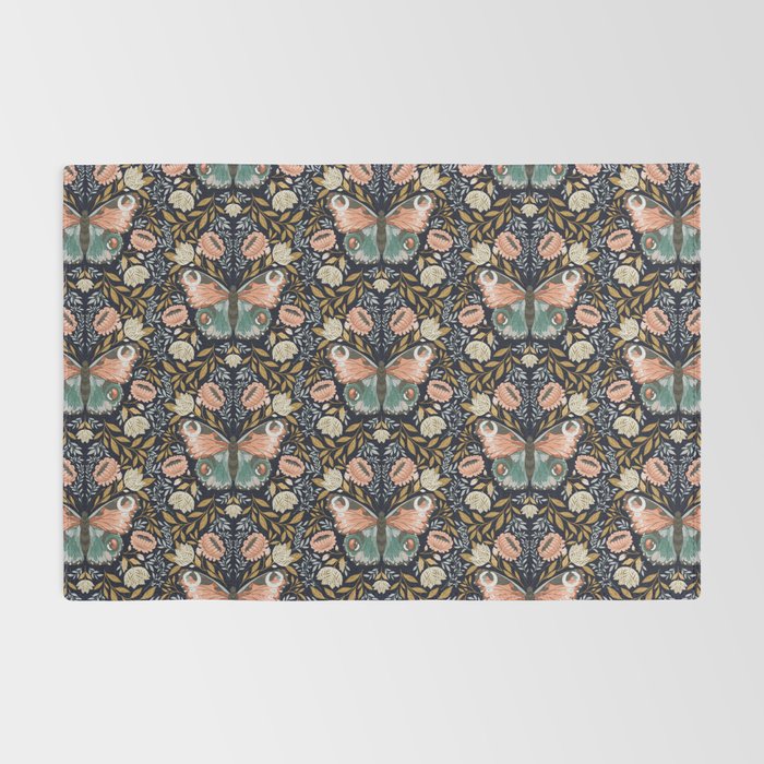 William Morris Inspired Butterfly Pattern - Midnight Garden Rug Gallery Image 2