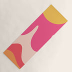 Happy Flower 60s Retro Vibe Hot Pink Orange Yellow Blush Yoga Mat Gallery Image 1