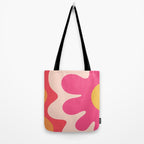 Happy Flower 60s Retro Vibe Hot Pink Orange Yellow Blush Tote Bag Gallery Image 2