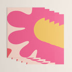 Happy Flower 60s Retro Vibe Hot Pink Orange Yellow Blush Wrapping Paper Gallery Image 3