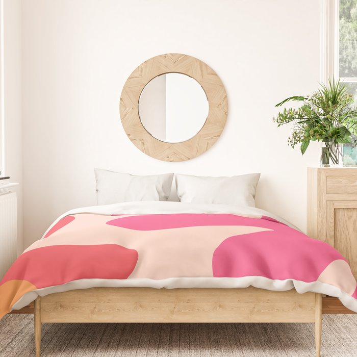 Happy Flower 60s Retro Vibe Hot Pink Orange Yellow Blush Duvet Cover Gallery Image 3