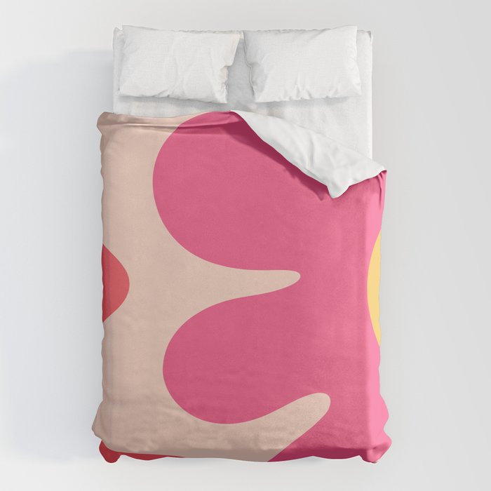 Happy Flower 60s Retro Vibe Hot Pink Orange Yellow Blush Duvet Cover Gallery Image 6