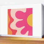 Happy Flower 60s Retro Vibe Hot Pink Orange Yellow Blush Wall Mural Gallery Image 2