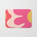 Happy Flower 60s Retro Vibe Hot Pink Orange Yellow Blush Bath Mat Gallery Image 1