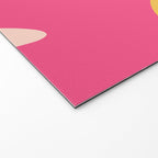 Happy Flower 60s Retro Vibe Hot Pink Orange Yellow Blush Welcome Mat Gallery Image 2
