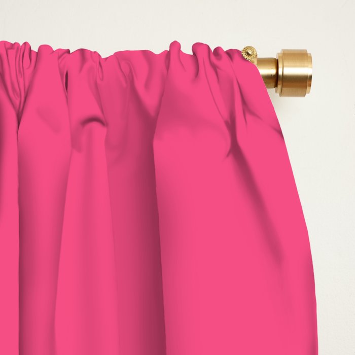 Happy Flower 60s Retro Vibe Hot Pink Orange Yellow Blush Window Curtain Gallery Image 2
