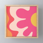 Happy Flower 60s Retro Vibe Hot Pink Orange Yellow Blush Mini Art Print Gallery Image 1