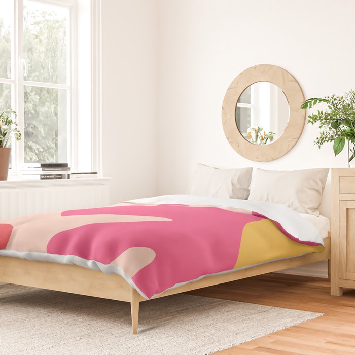 Happy Flower 60s Retro Vibe Hot Pink Orange Yellow Blush Duvet Cover Gallery Image 2