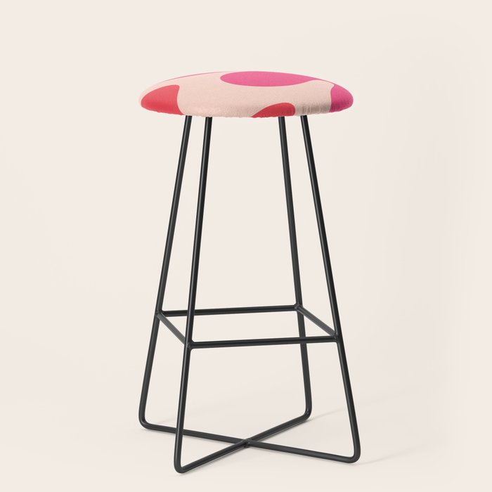 Happy Flower 60s Retro Vibe Hot Pink Orange Yellow Blush Stool Gallery Image 1