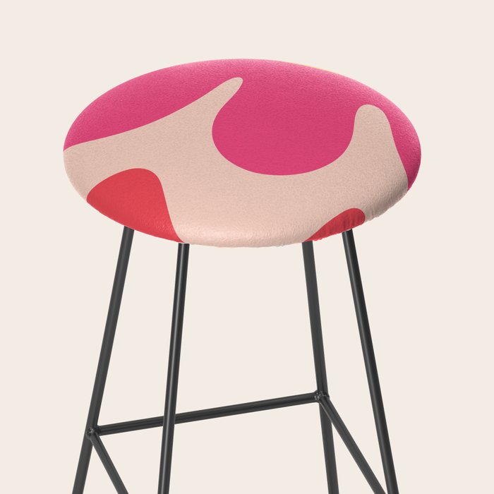 Happy Flower 60s Retro Vibe Hot Pink Orange Yellow Blush Stool Gallery Image 2