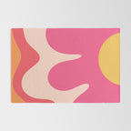 Happy Flower 60s Retro Vibe Hot Pink Orange Yellow Blush Rug Gallery Image 2