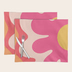 Happy Flower 60s Retro Vibe Hot Pink Orange Yellow Blush Placemat Gallery Image 1