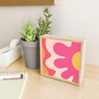 Happy Flower 60s Retro Vibe Hot Pink Orange Yellow Blush Mini Art Print Gallery Image 2