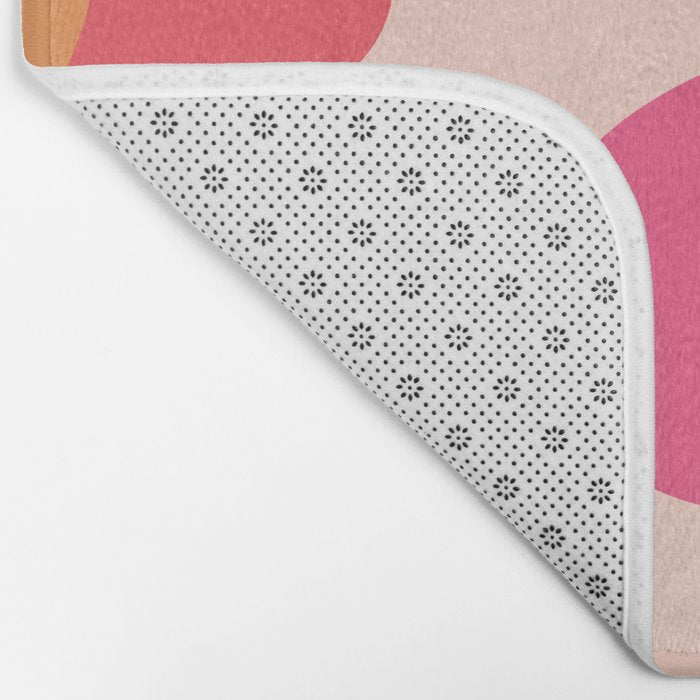 Happy Flower 60s Retro Vibe Hot Pink Orange Yellow Blush Bath Mat Gallery Image 2