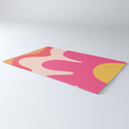 Happy Flower 60s Retro Vibe Hot Pink Orange Yellow Blush Rug Gallery Image 3