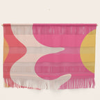 Happy Flower 60s Retro Vibe Hot Pink Orange Yellow Blush Wall Hanging Gallery Image 1