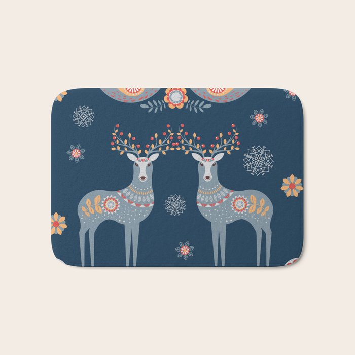 Nordic Winter Blue Bath Mat Gallery Image 1