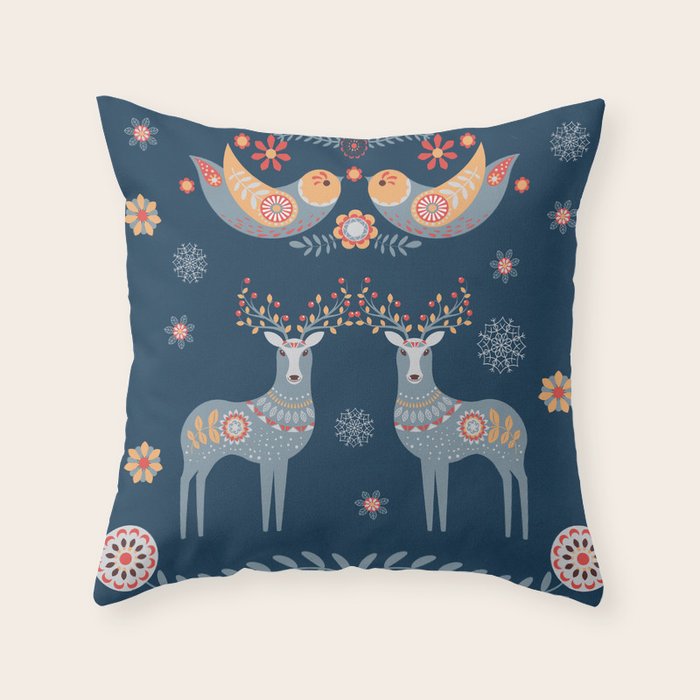 Nordic Winter Blue Throw Pillow Gallery Image 6