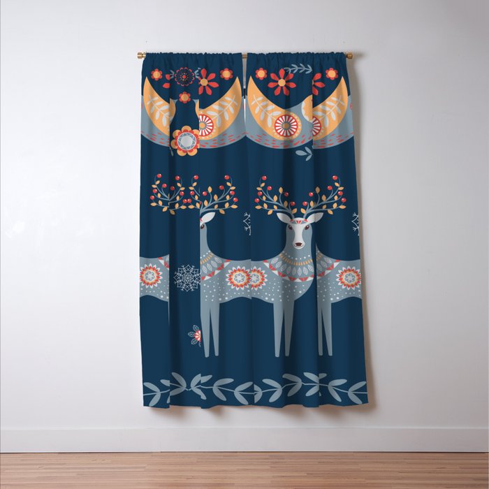 Nordic Winter Blue Window Curtain Gallery Image 3