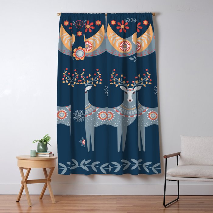 Nordic Winter Blue Window Curtain Gallery Image 5