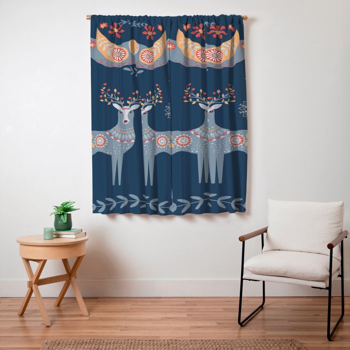 Nordic Winter Blue Window Curtain Gallery Image 3