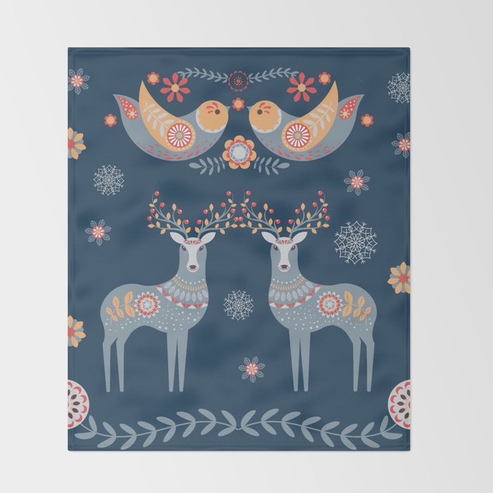 Nordic Winter Blue Throw Blanket Gallery Image 2
