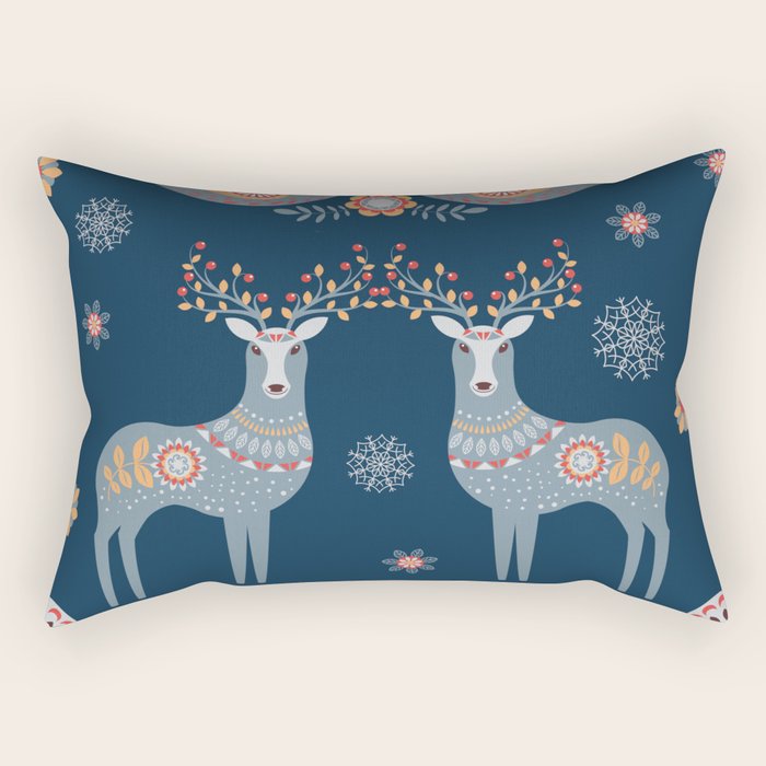 Nordic Winter Blue Rectangular Pillow Gallery Image 2