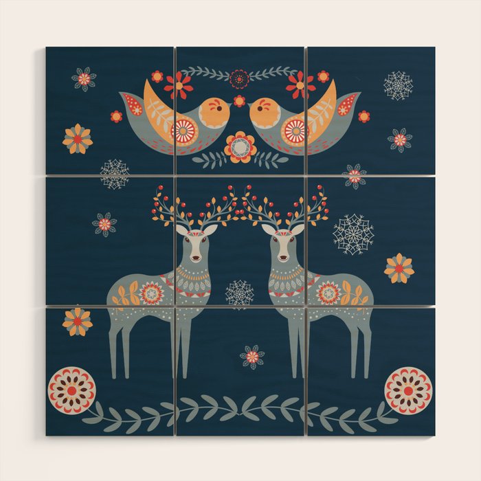 Nordic Winter Blue Wood Wall Art Gallery Image 1