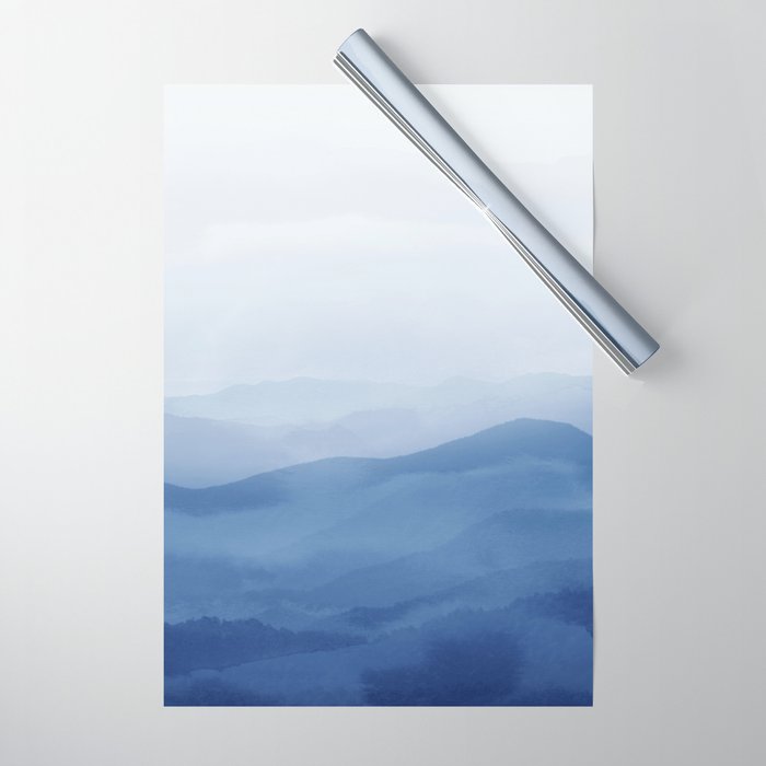 Abstract Watercolor Blue, Watercolor Mountains, Art Print By Synplus Wrapping Paper Gallery Image 1